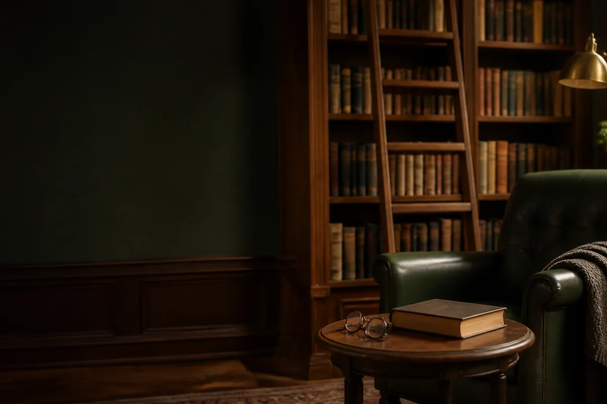 A warm library reading nook